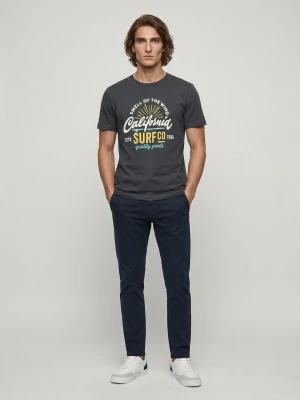 Sinsay - Jeansy slim fit z efektem sprania - niebieski