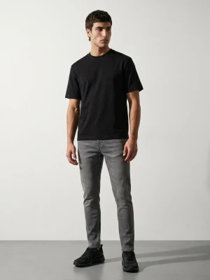 Sinsay - Jeansy slim fit z efektem sprania - szary