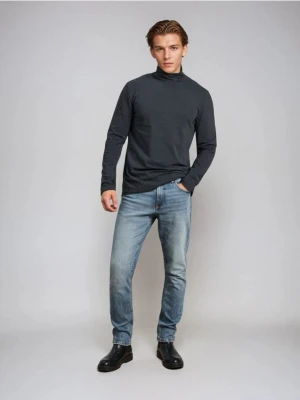 Sinsay - Jeansy slim fit z efektem sprania - zielony