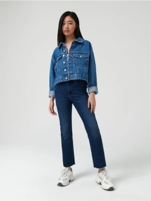 Sinsay - Jeansy slim mid waist - granatowy