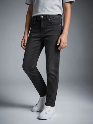 Sinsay - Jeansy slim z efektem sprania - czarny