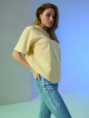 Sinsay - Jeansy slim z efektem sprania - niebieski