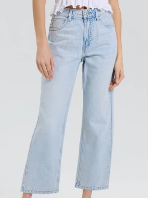 Sinsay - Jeansy straight cropped high waist - niebieski