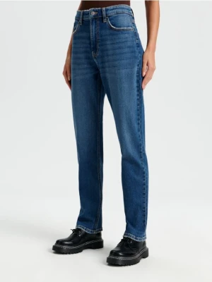 Sinsay - Jeansy straight high waist - niebieski