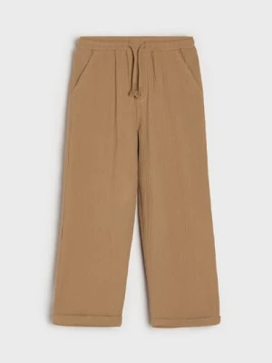 Sinsay - Bawełniane spodnie muślinowe - brązowy