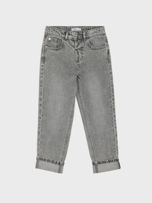 Sinsay - Jeansy straight leg z regulacją w pasie - szary