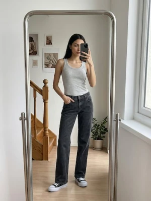 Sinsay - Jeansy straight low waist - czarny