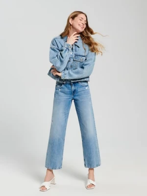 Sinsay - Jeansy straight low waist - niebieski