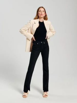 Sinsay - Jeansy straight mid waist - czarny