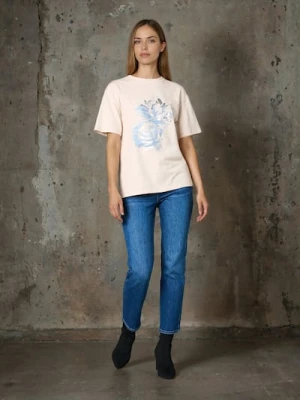 Sinsay - Jeansy straight mid waist - granatowy