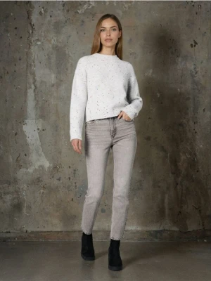 Sinsay - Jeansy straight mid waist - szary