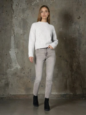 Sinsay - Jeansy straight mid waist - szary