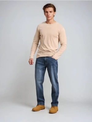 Sinsay - Jeansy straight z efektem sprania - granatowy