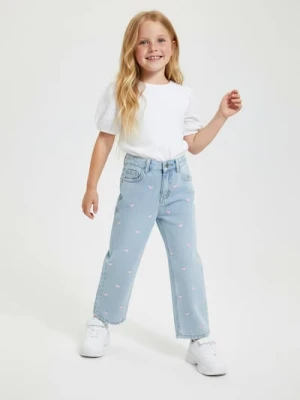 Sinsay - Jeansy straight z efektem sprania - granatowy