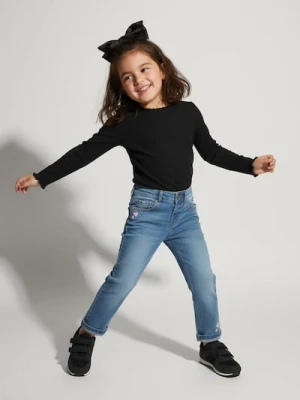 Sinsay - Jeansy straight z efektem sprania - niebieski