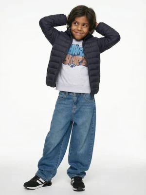 Sinsay - Jeansy straight z efektem sprania - niebieski