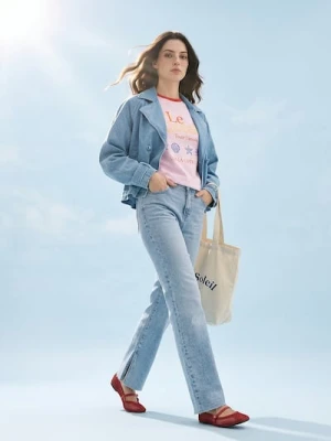 Sinsay - Jeansy straight z efektem sprania - niebieski