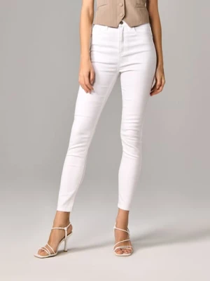 Sinsay - Jeansy super high waist skinny - biały