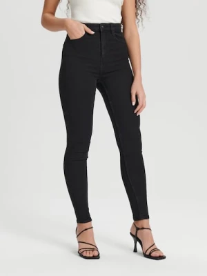 Sinsay - Jeansy super high waist skinny - czarny