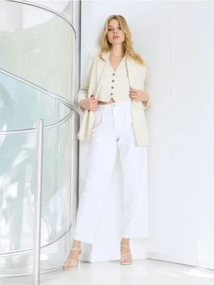 Sinsay - Jeansy wide leg - biały
