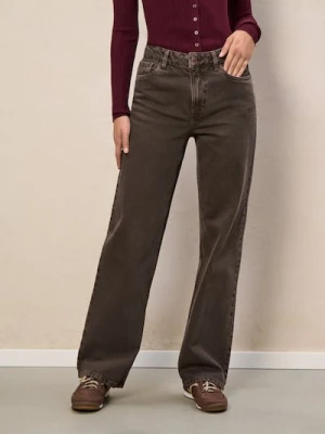 Sinsay - Jeansy wide leg - brązowy