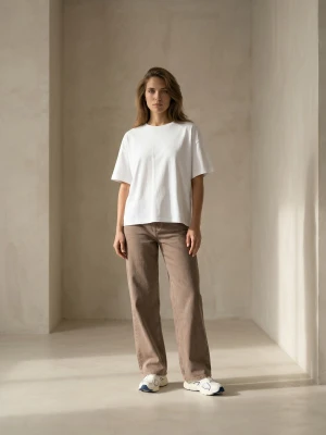 Sinsay - Jeansy wide leg comfort mid waist - brązowy
