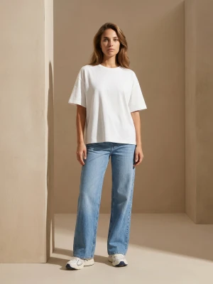 Sinsay - Jeansy wide leg comfort mid waist - niebieski