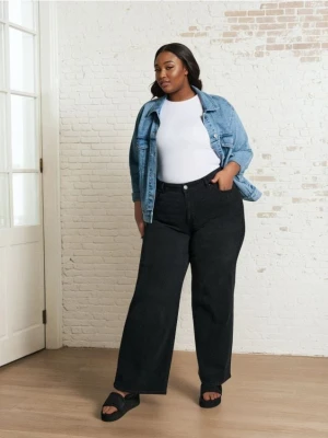 Sinsay - Jeansy wide leg - czarny