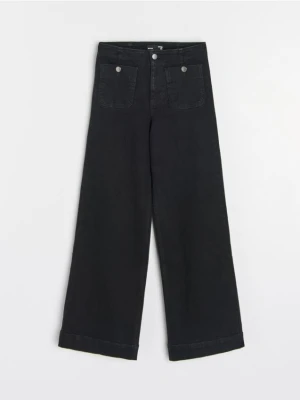 Sinsay - Jeansy wide leg - czarny