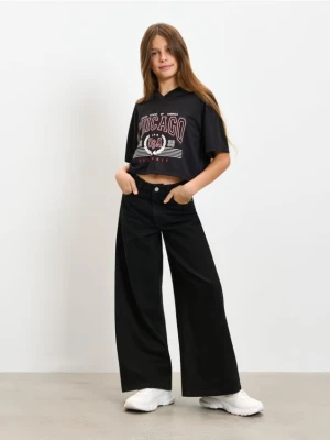 Sinsay - Jeansy wide leg - czarny