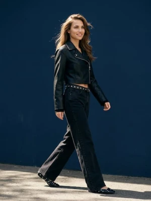 Sinsay - Jeansy wide leg - czarny