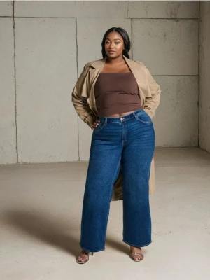 Sinsay - Jeansy wide leg - granatowy