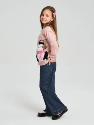Sinsay - Jeansy wide leg - granatowy