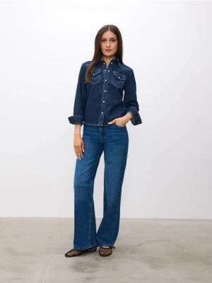 Sinsay - Jeansy wide leg - granatowy