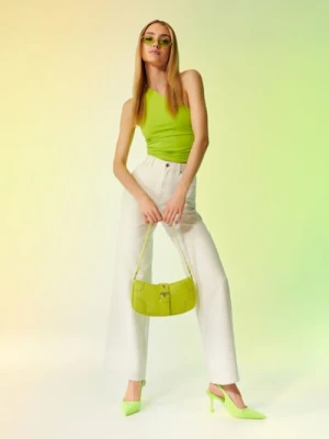 Sinsay - Jeansy wide leg high waist - biały