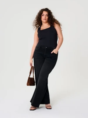 Sinsay - Jeansy wide leg high waist - czarny