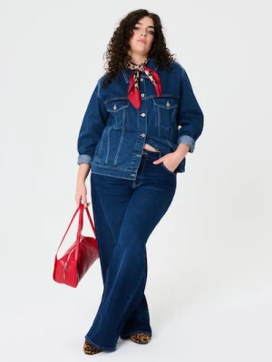 Sinsay - Jeansy wide leg high waist - granatowy