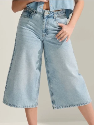 Sinsay - Jeansy wide leg high waist - niebieski