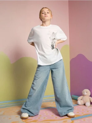 Sinsay - Jeansy wide leg high waist - niebieski