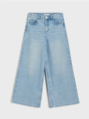 Sinsay - Jeansy wide leg high waist - niebieski