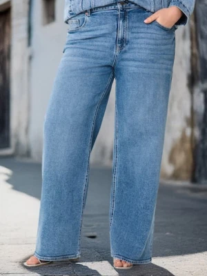 Sinsay - Jeansy wide leg high waist - niebieski