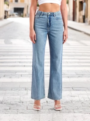 Sinsay - Jeansy wide leg high waist - niebieski