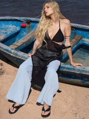 Sinsay - Jeansy wide leg high waist - niebieski