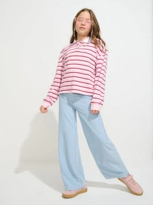 Sinsay - Jeansy wide leg high waist - niebieski