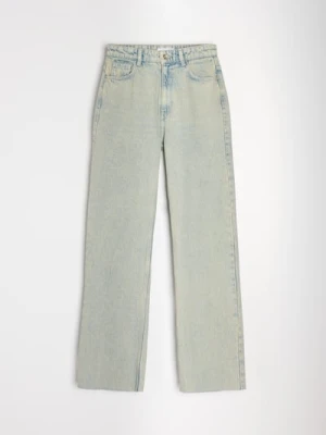 Sinsay - Jeansy wide leg high waist - zielony