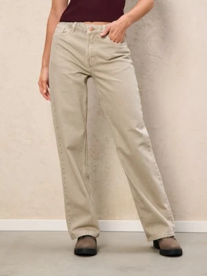 Sinsay - Jeansy wide leg - kremowy