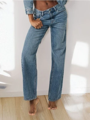 Sinsay - Jeansy wide leg - niebieski