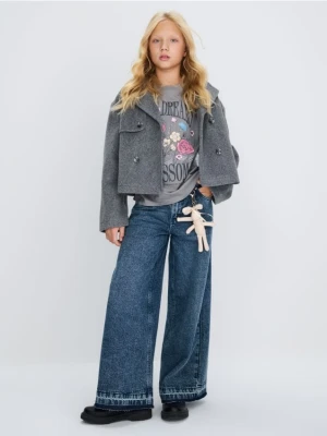 Sinsay - Jeansy wide leg - niebieski