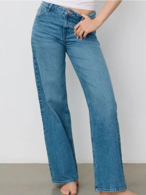 Sinsay - Jeansy wide leg - niebieski