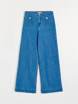 Sinsay - Jeansy wide leg - niebieski